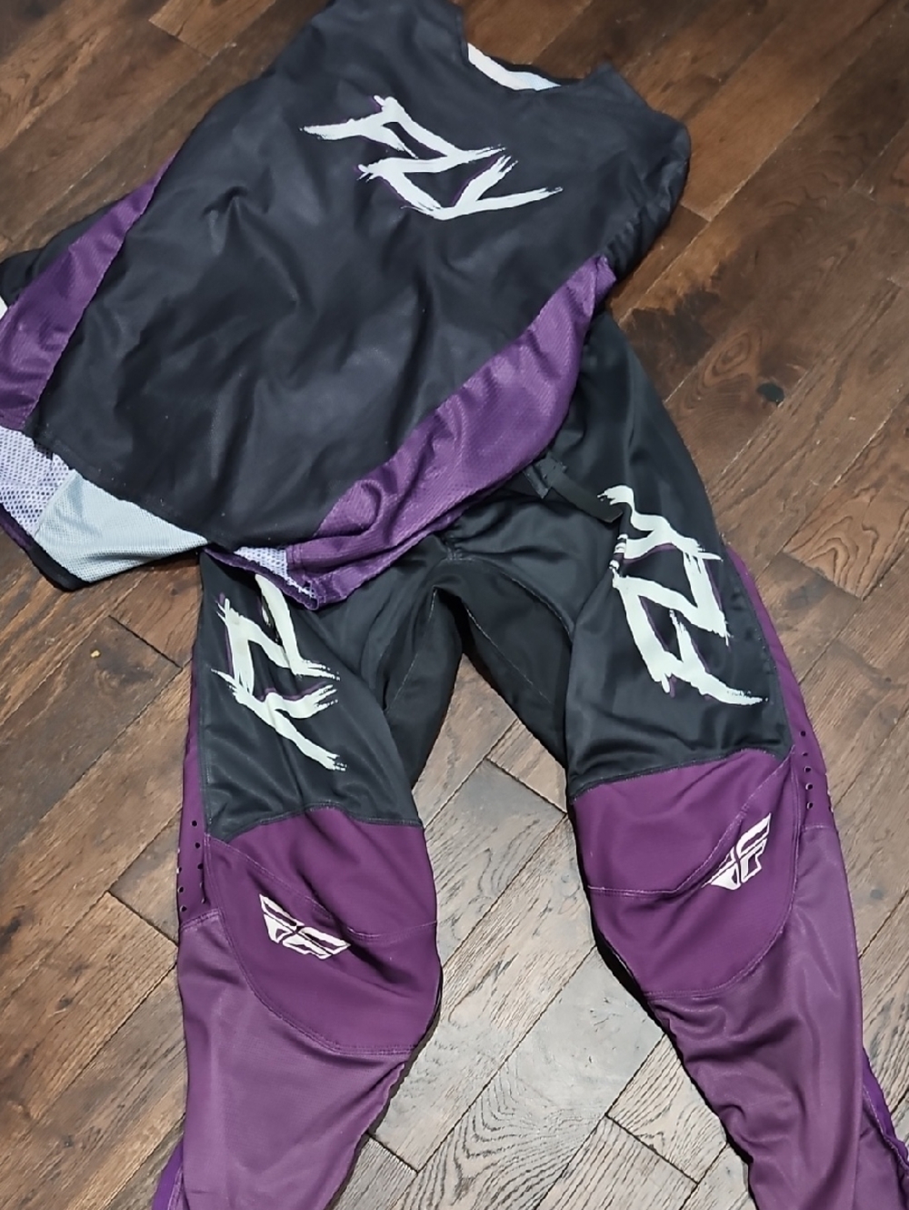 Fly MX Outfit Black and Purple Motocross Jersey and Pants Set